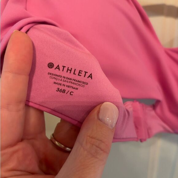 Athleta Pink V-Neck Sports Bra- Swim Top size 36 B/C - Picture 4 of 7